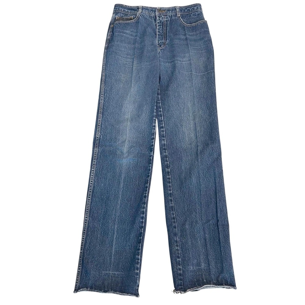 Jordache‎ Jeans Women 33 Blue High Rise Straight Leg Raw Hem Vintage 80s Western